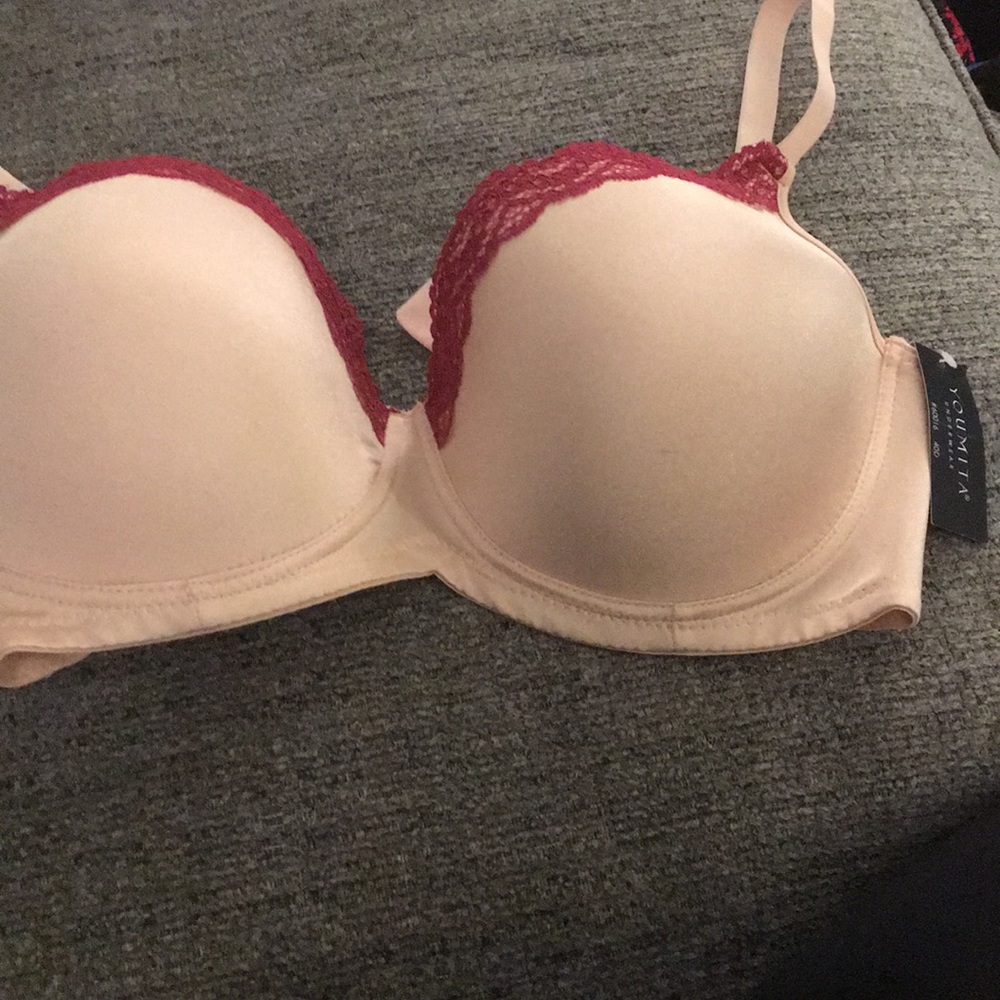 NEW YOUMITA Beige and Maroon lace Detail BRA.(40D)